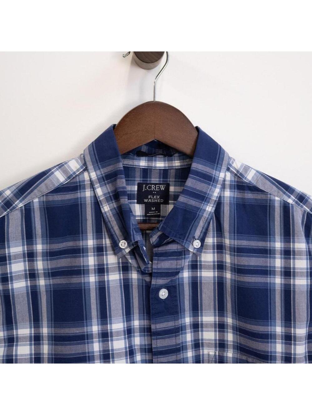 J.Crew Flex Washed Blue Plaid Button-Down Shirt